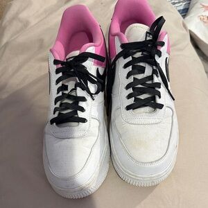 Nike Air White and Pink Sneakers with Black Accents